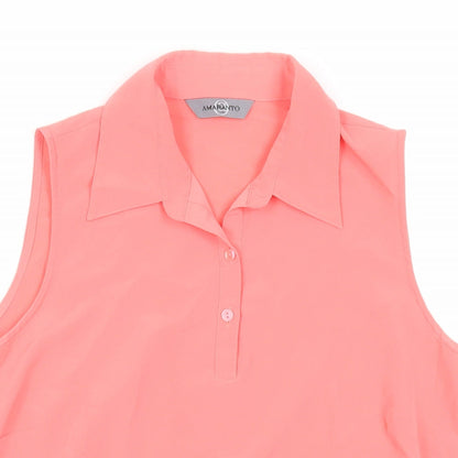 Womens UK Size 12 AMARANTO Pink Basic Blouse
