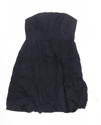 Jenerous Womens Black Cotton Skater Dress Size 16 Off the Shoulder Zip - Strapless