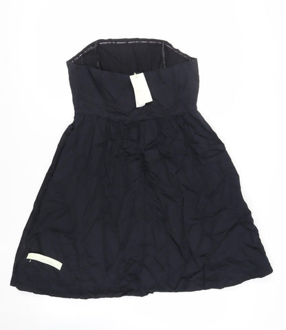 Jenerous Womens Black Cotton Skater Dress Size 16 Off the Shoulder Zip - Strapless