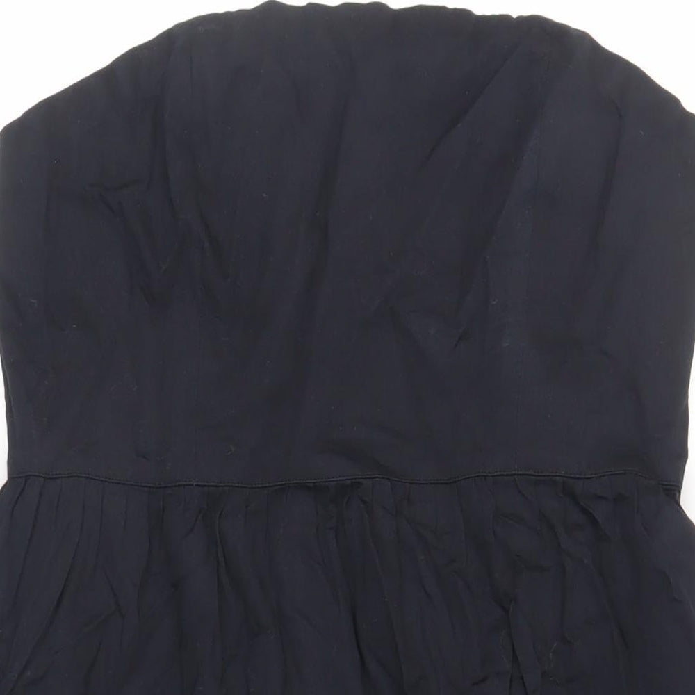 Jenerous Womens Black Cotton Skater Dress Size 16 Off the Shoulder Zip - Strapless