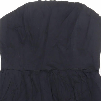 Jenerous Womens Black Cotton Skater Dress Size 16 Off the Shoulder Zip - Strapless