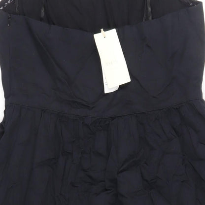 Jenerous Womens Black Cotton Skater Dress Size 16 Off the Shoulder Zip - Strapless