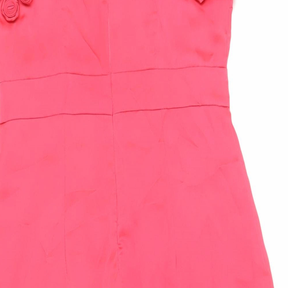 Fever Womens Pink Polyester A-Line Size 8 Boat Neck Zip - Floral Detail