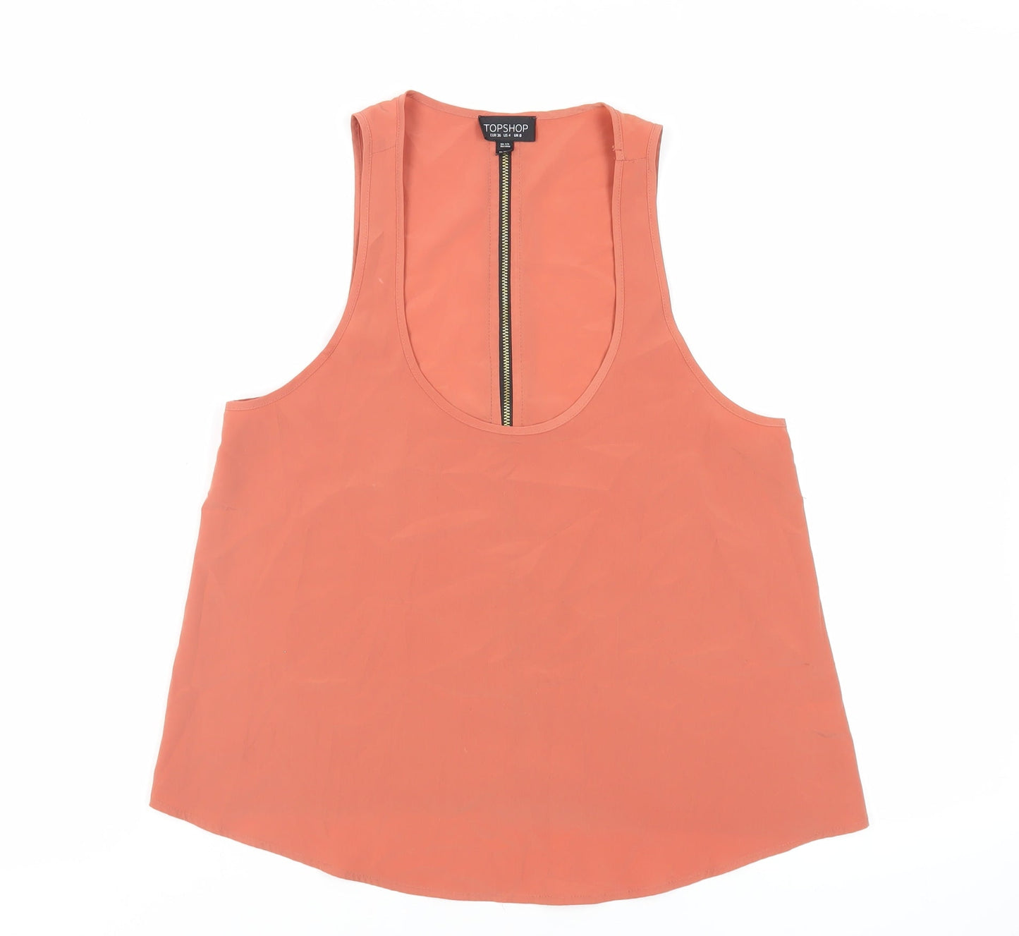 Womens UK Size 8 Topshop Orange Basic Tank