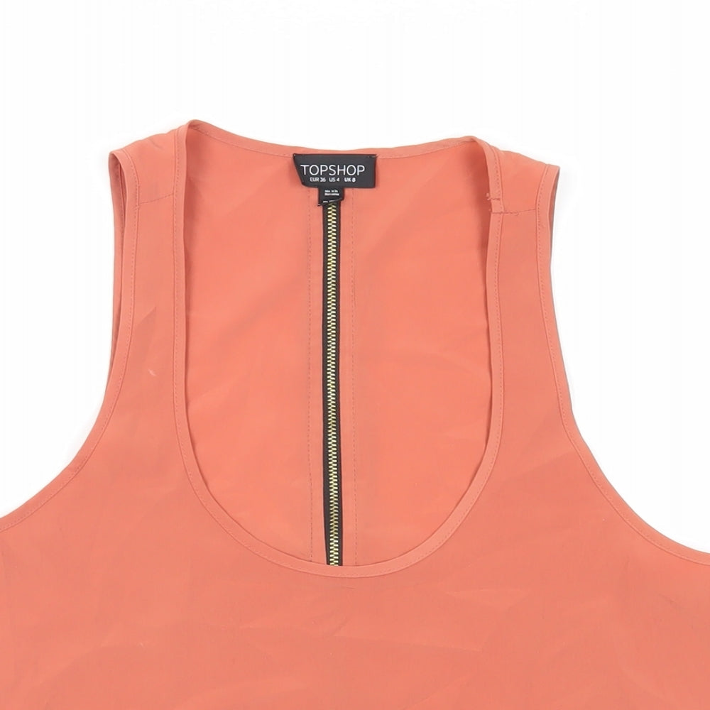 Womens UK Size 8 Topshop Orange Basic Tank