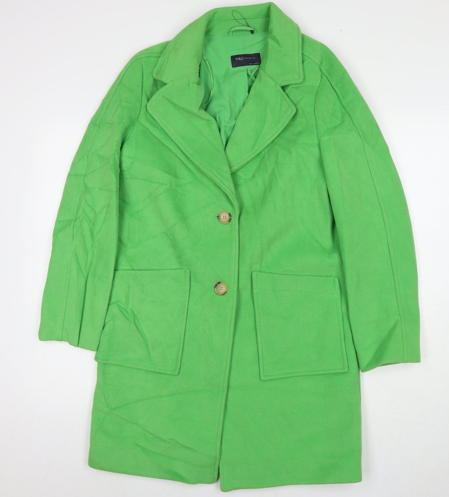 Womens UK Size 8 Marks and Spencer Green Overcoat