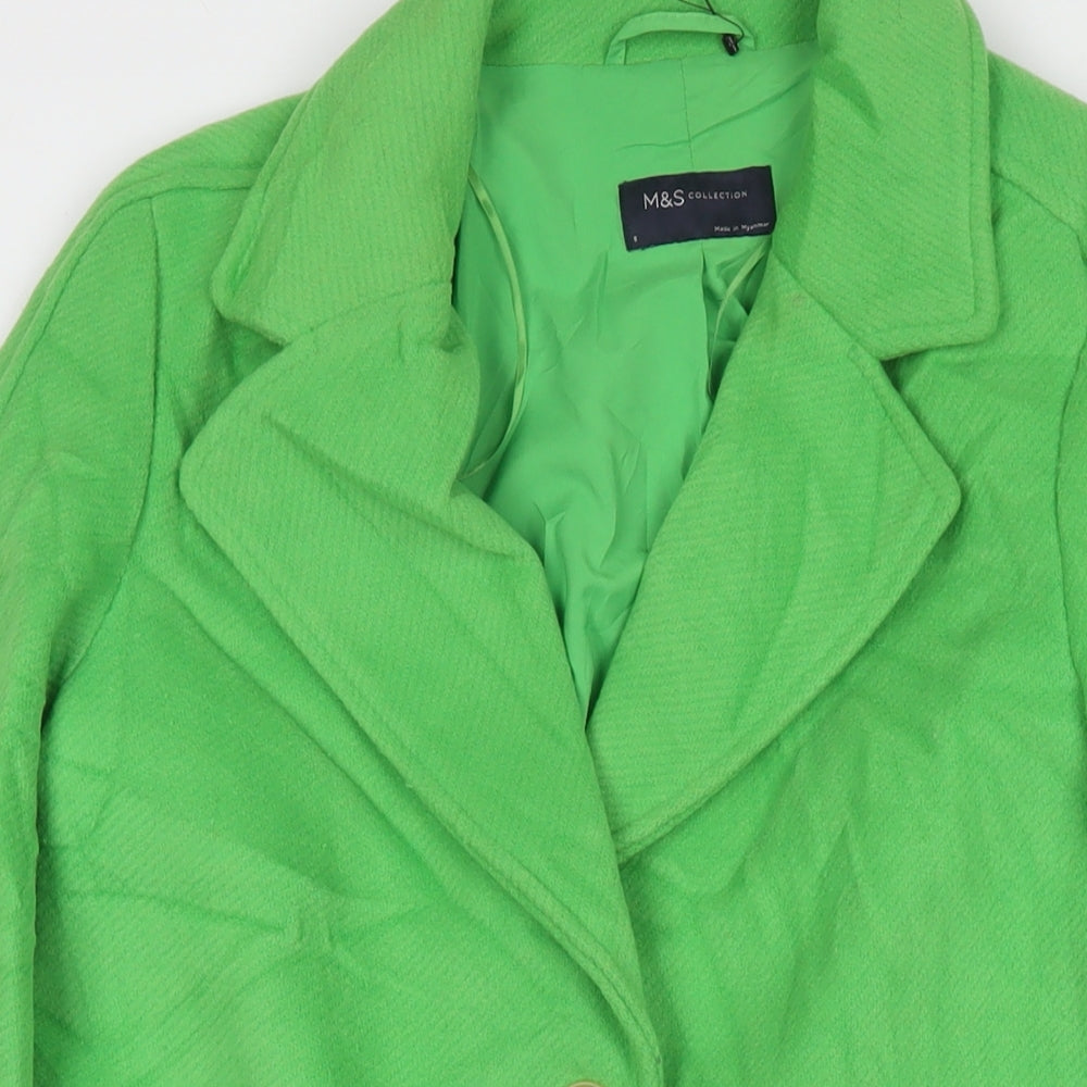 Womens UK Size 8 Marks and Spencer Green Overcoat