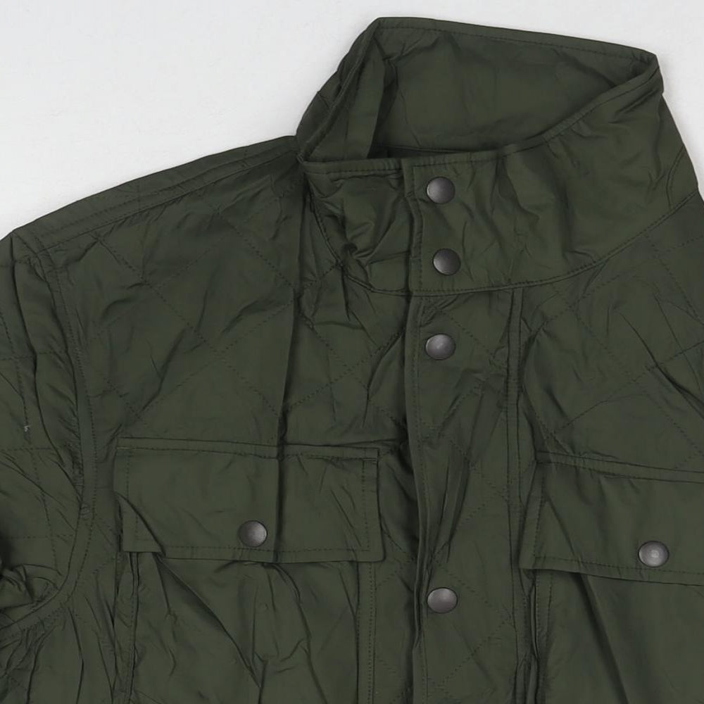 Mens UK Size S Marks and Spencer Green Quilted Coat