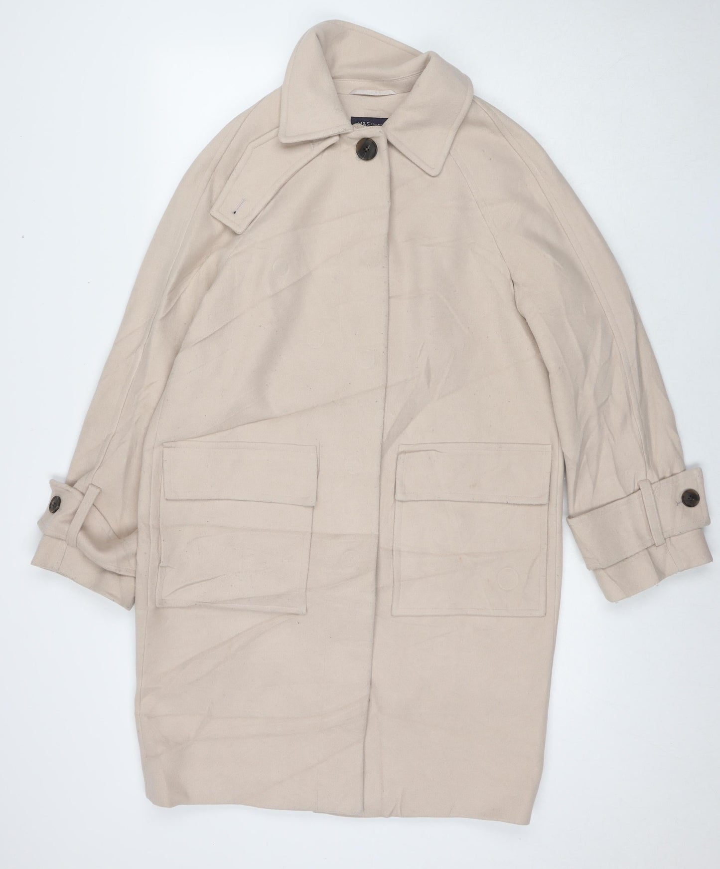 Womens UK Size XS Marks and Spencer Beige Overcoat