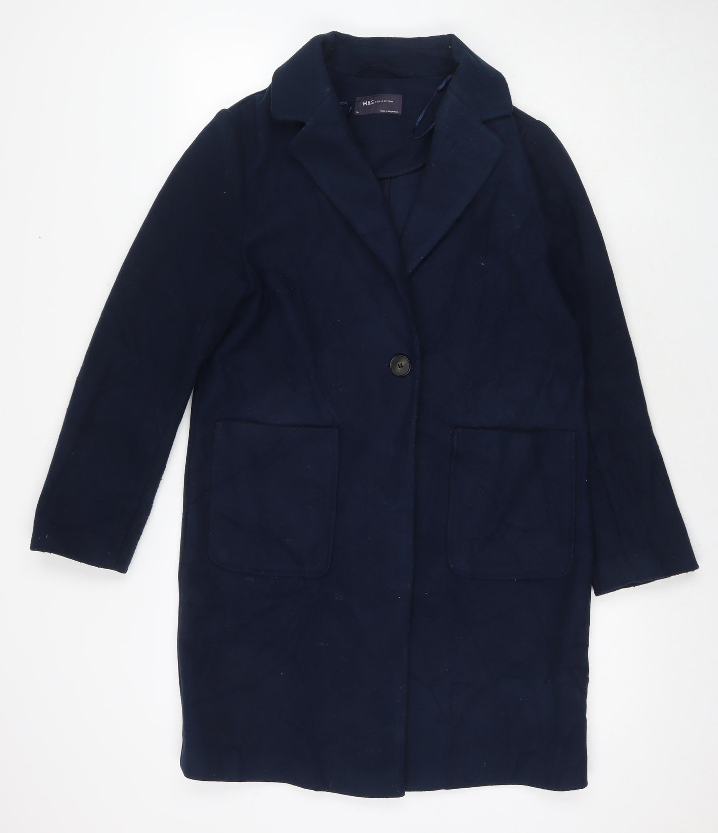 Womens UK Size 10 Marks and Spencer Blue Overcoat