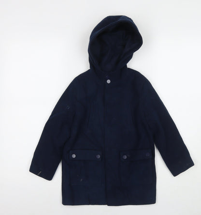Minoti Boys Blue Overcoat Coat Size 4-5 Years Zip
