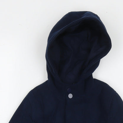Minoti Boys Blue Overcoat Coat Size 4-5 Years Zip