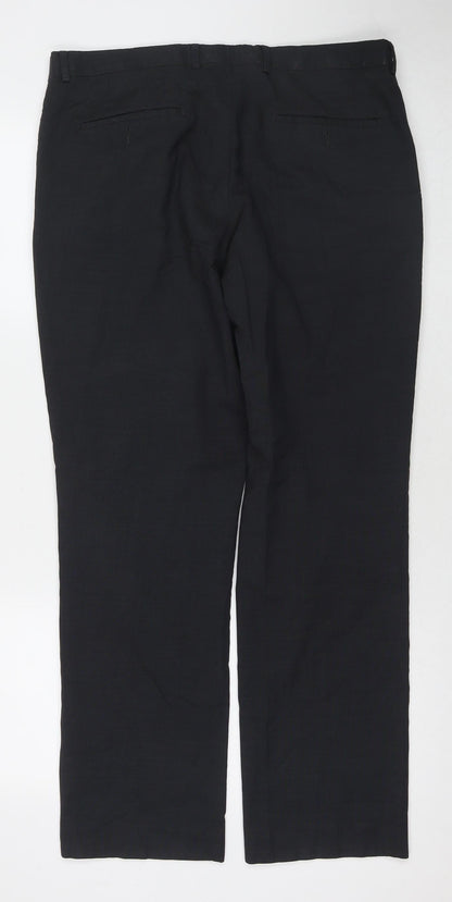 NEXT Mens Grey Wool Trousers Size 38 in L30 in Regular Zip