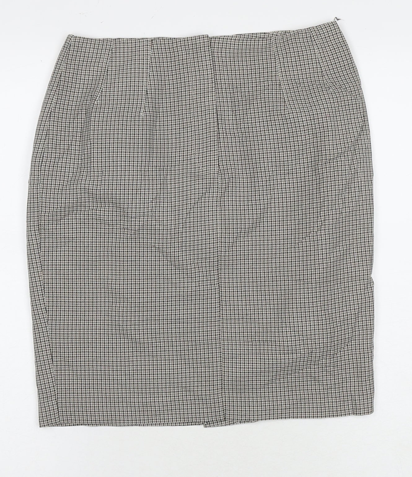 Marks and Spencer Womens Beige Check Polyester A-Line Skirt Size 10 Zip