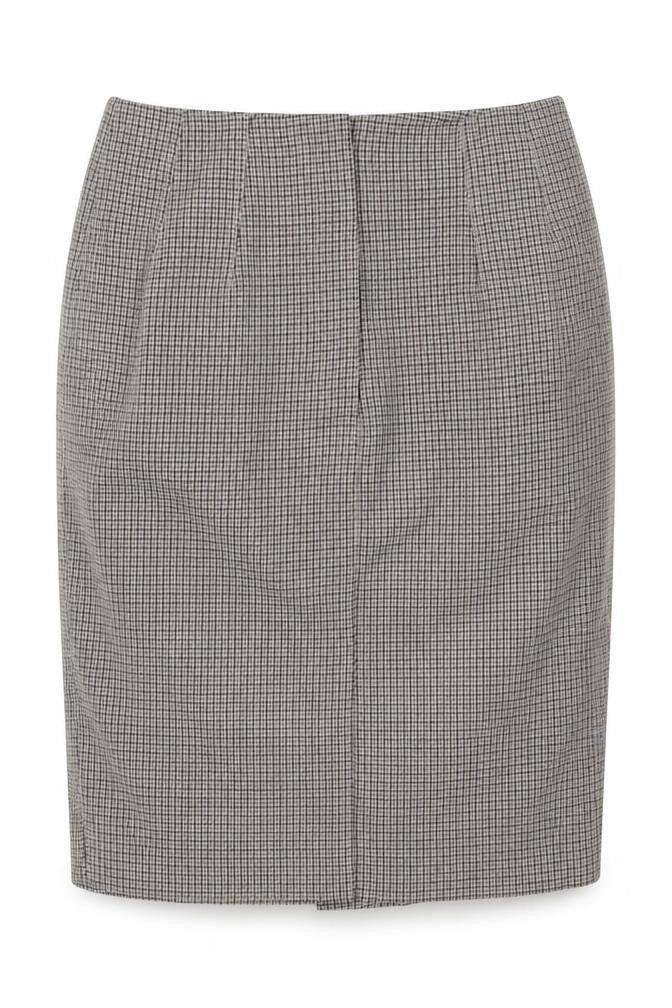 Marks & Spencer Womens Beige Check Polyester A-Line Skirt Size 10 Zip
