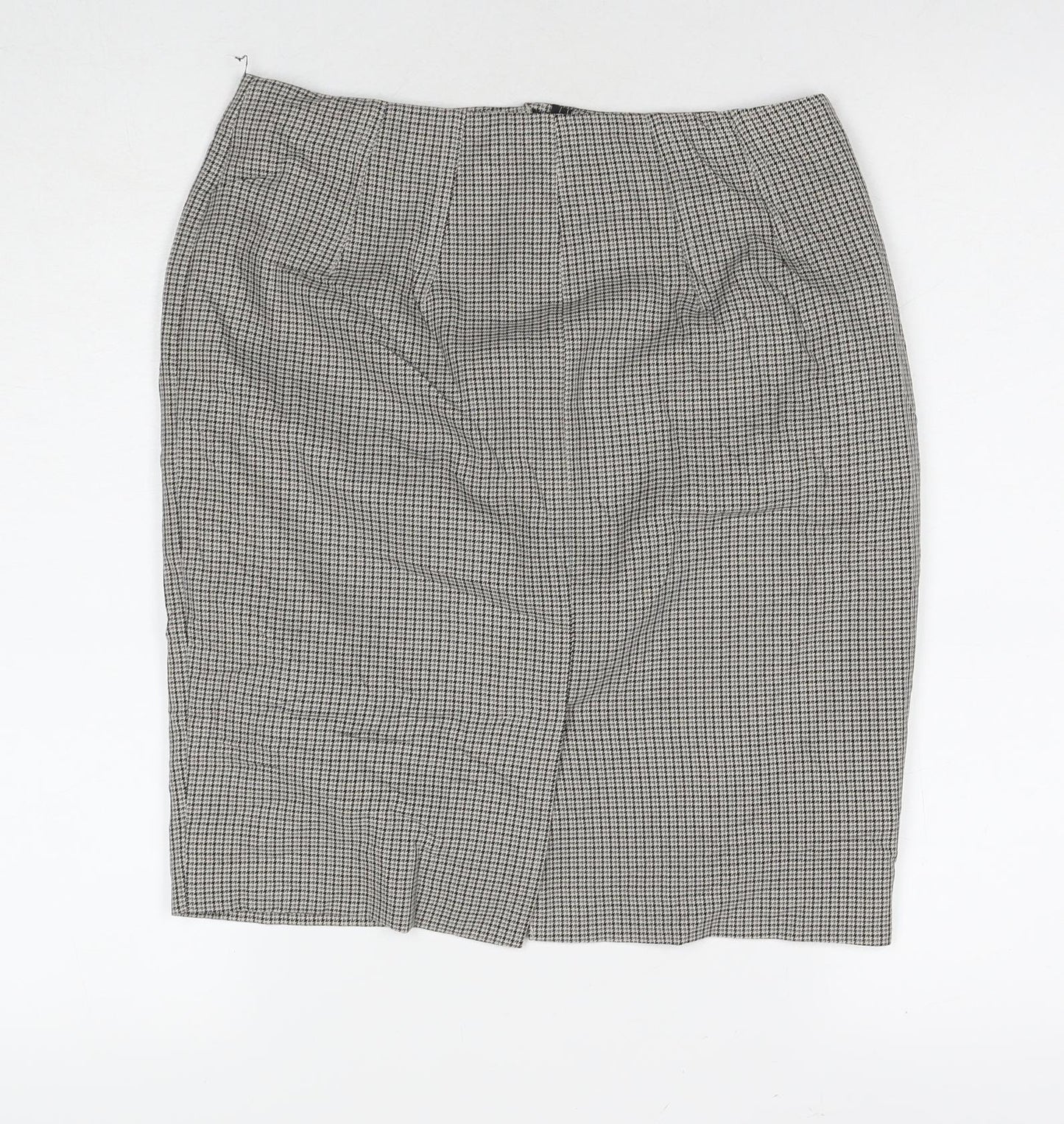 Marks and Spencer Womens Beige Check Polyester A-Line Skirt Size 10 Zip