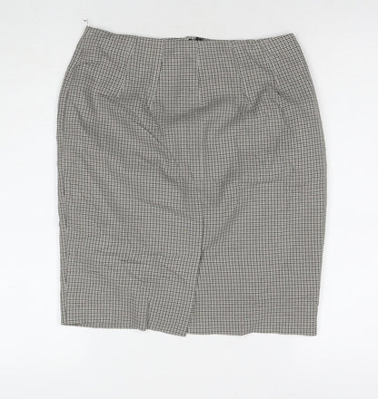 Marks and Spencer Womens Beige Check Polyester A-Line Skirt Size 10 Zip