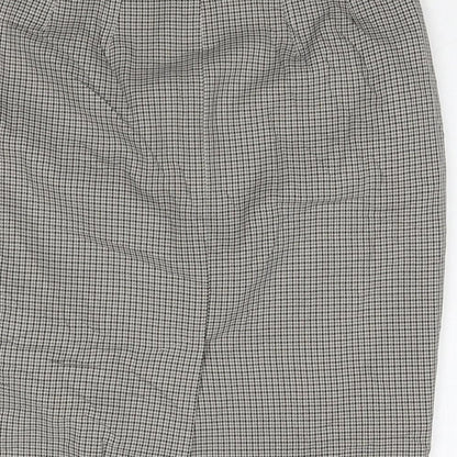 Marks and Spencer Womens Beige Check Polyester A-Line Skirt Size 10 Zip