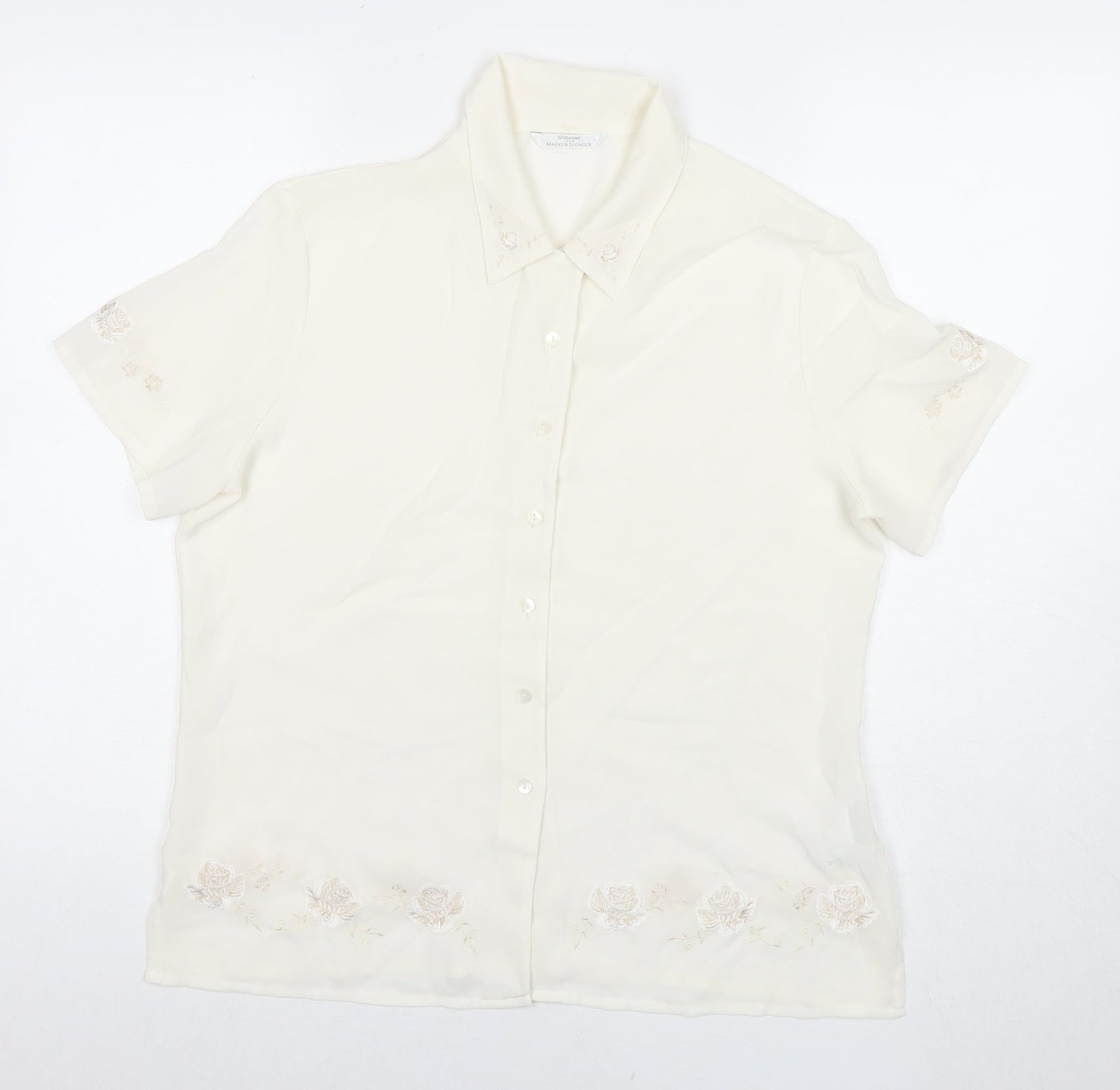 Womens UK Size 14 St Michael White Basic Button-Up