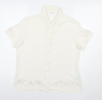 Womens UK Size 14 St Michael White Basic Button-Up