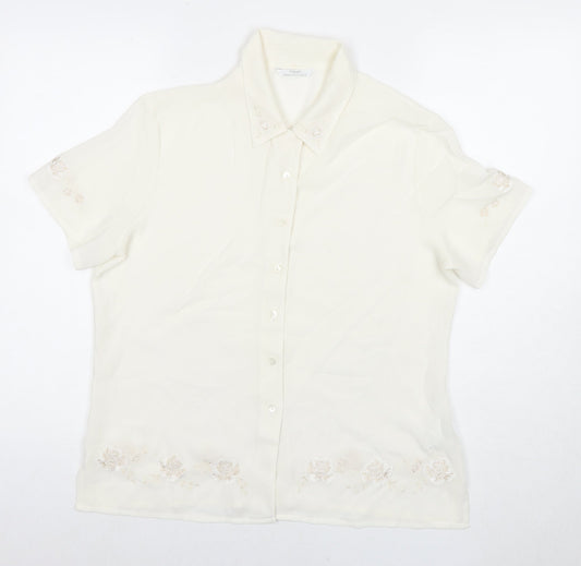 Womens UK Size 14 St Michael White Basic Button-Up