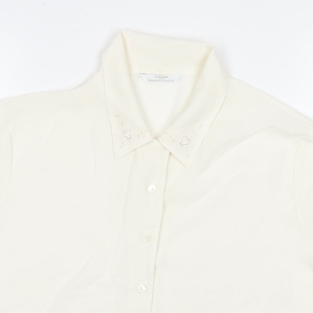 Womens UK Size 14 St Michael White Basic Button-Up