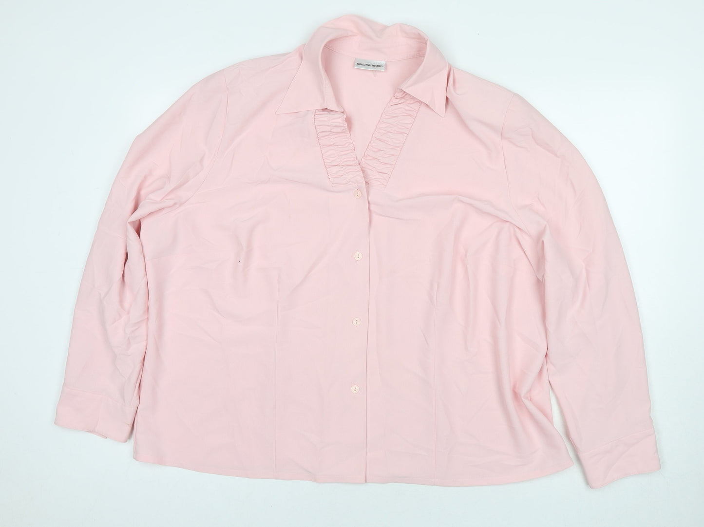 Sommerman Womens Pink Polyester Basic Button-Up Size 26 Collared