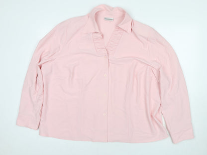 Sommerman Womens Pink Polyester Basic Button-Up Size 26 Collared
