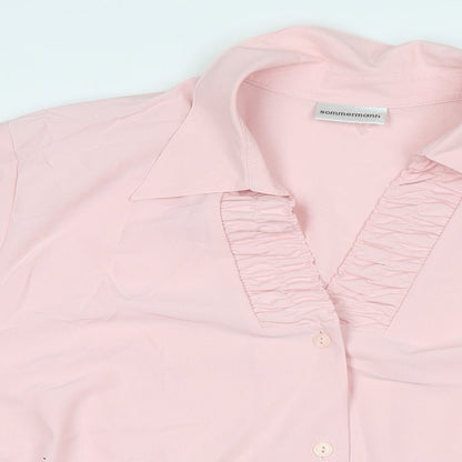 Sommerman Womens Pink Polyester Basic Button-Up Size 26 Collared