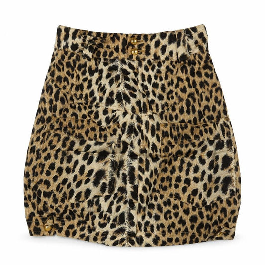 Twisted Sister Womens Brown Animal Print Cotton A-Line Skirt Size S Zip - Leopard Print