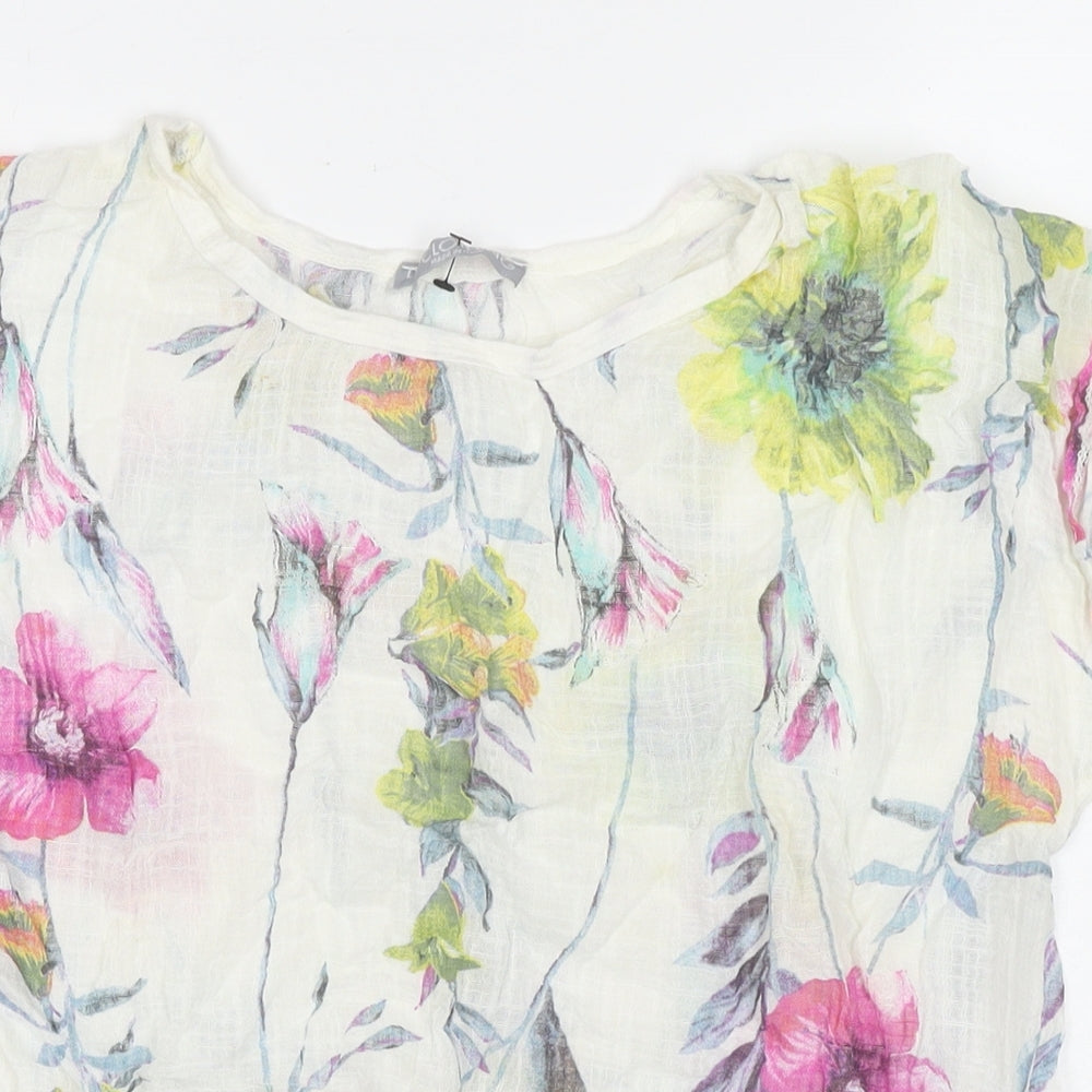 LV Clothing Womens Multicoloured Floral Cotton Basic Tank One Size Round Neck