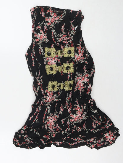 Womens UK Size 8 River Island Black Tunic Blouse