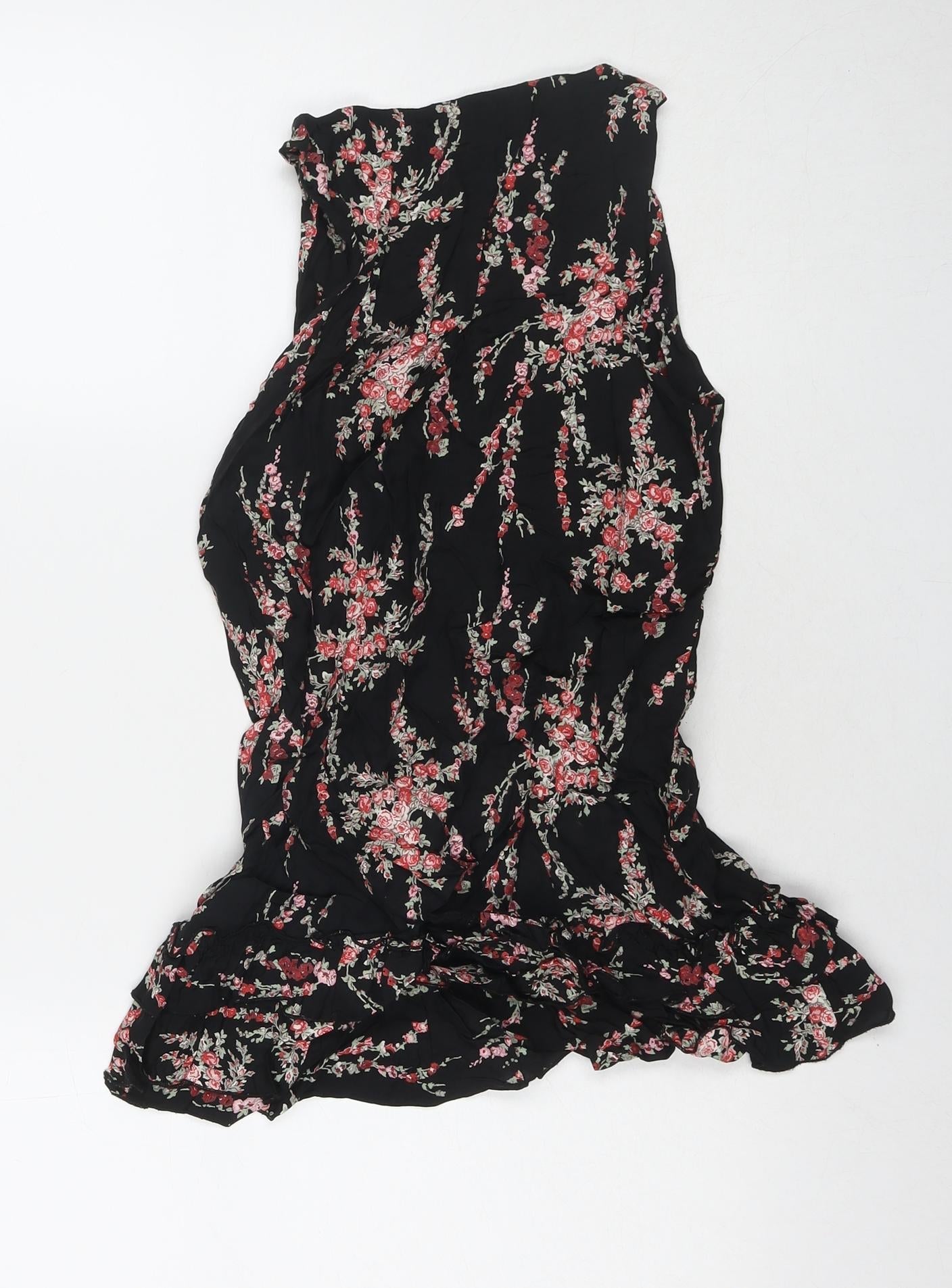 Womens UK Size 8 River Island Black Tunic Blouse