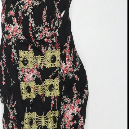 Womens UK Size 8 River Island Black Tunic Blouse