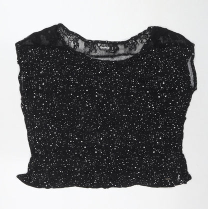 Womens UK Size L Garage Black Basic T-Shirt