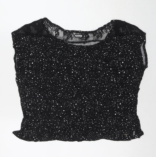 Womens UK Size L Garage Black Basic T-Shirt
