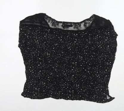 Womens UK Size L Garage Black Basic T-Shirt