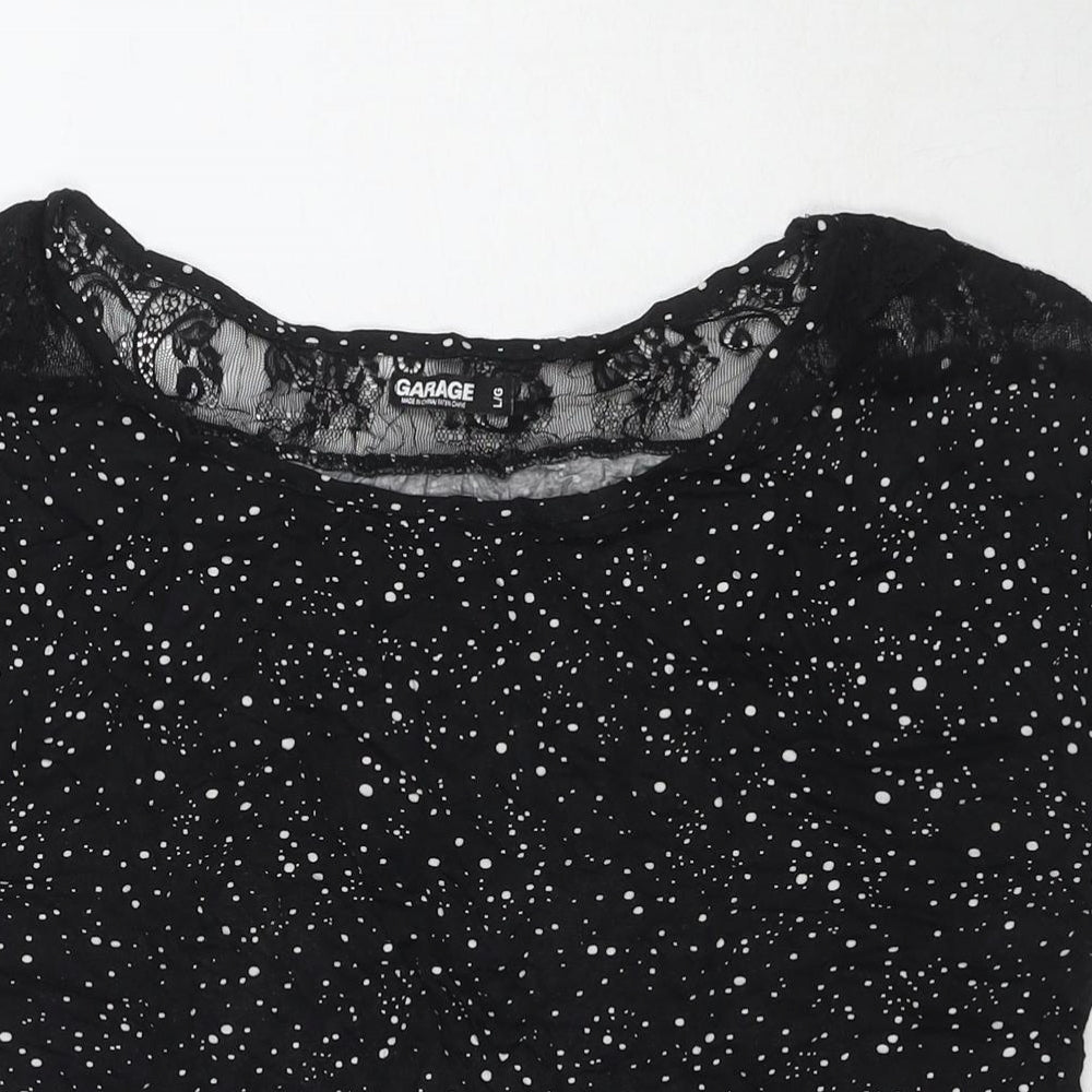 Womens UK Size L Garage Black Basic T-Shirt