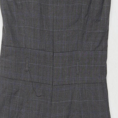 Et Vous Womens Grey Check Polyester A-Line Size 10 Boat Neck Zip