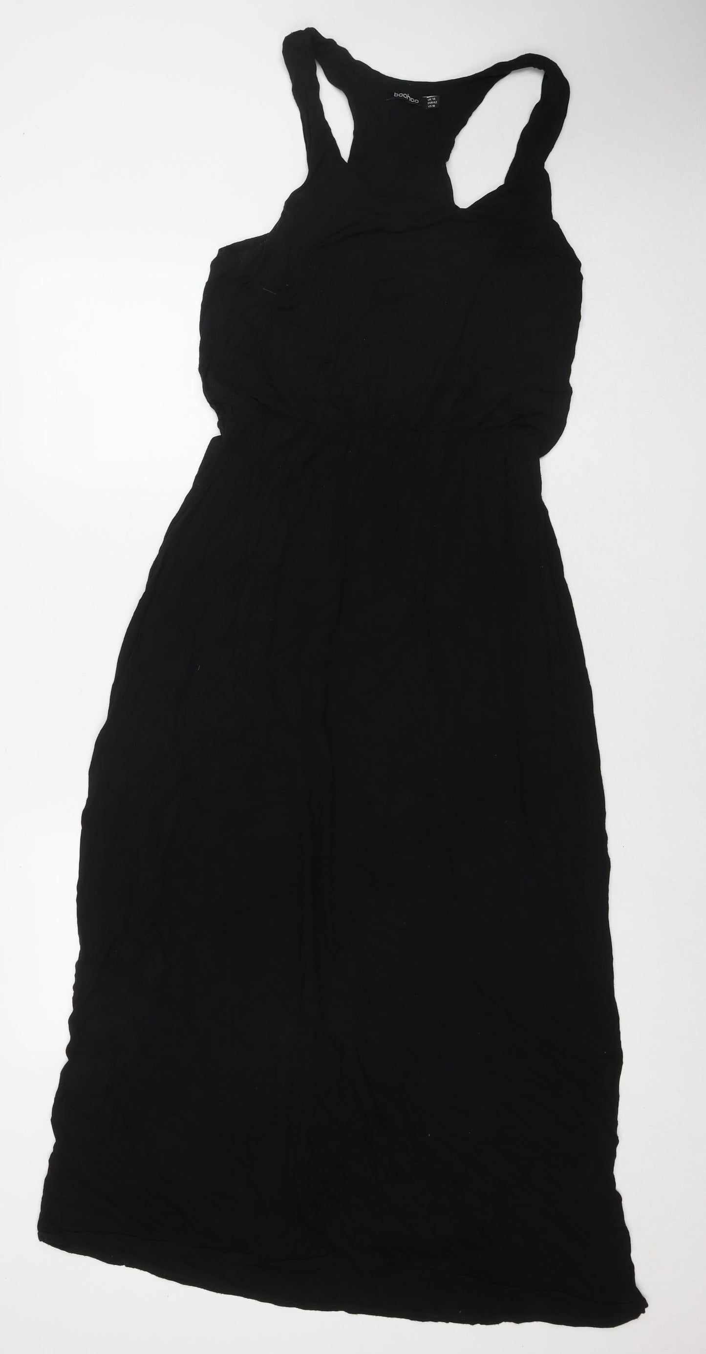 Boohoo Womens Black Viscose Maxi Size 14 Scoop Neck Pullover