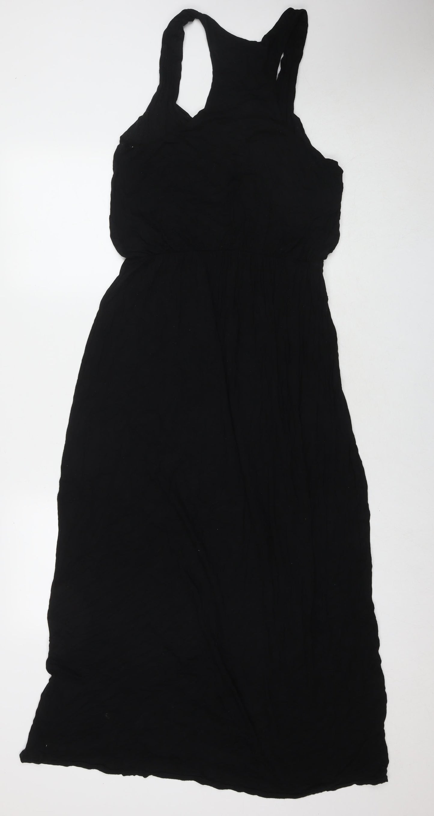 Boohoo Womens Black Viscose Maxi Size 14 Scoop Neck Pullover