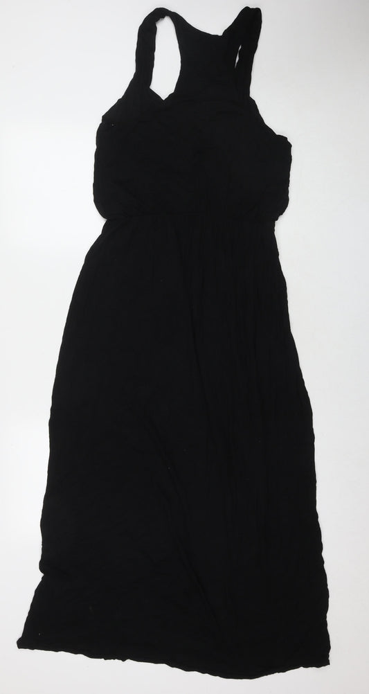 Boohoo Womens Black Viscose Maxi Size 14 Scoop Neck Pullover