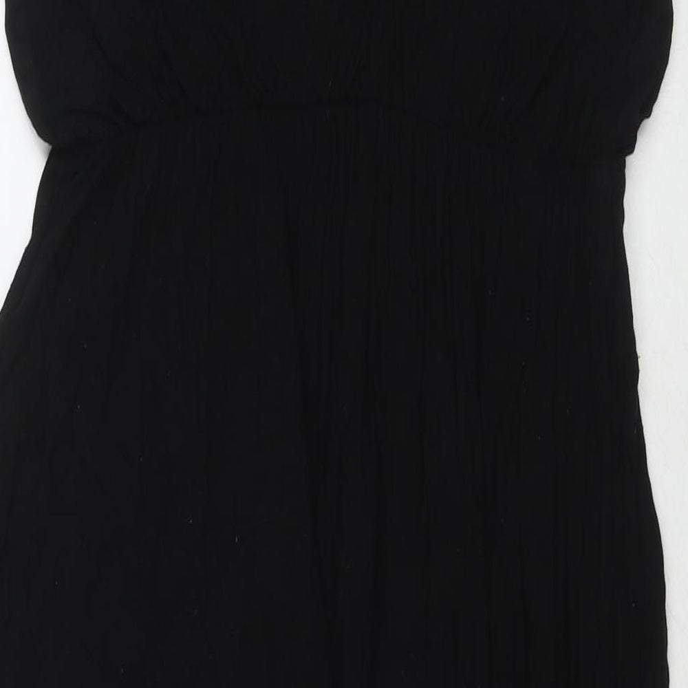 Boohoo Womens Black Viscose Maxi Size 14 Scoop Neck Pullover