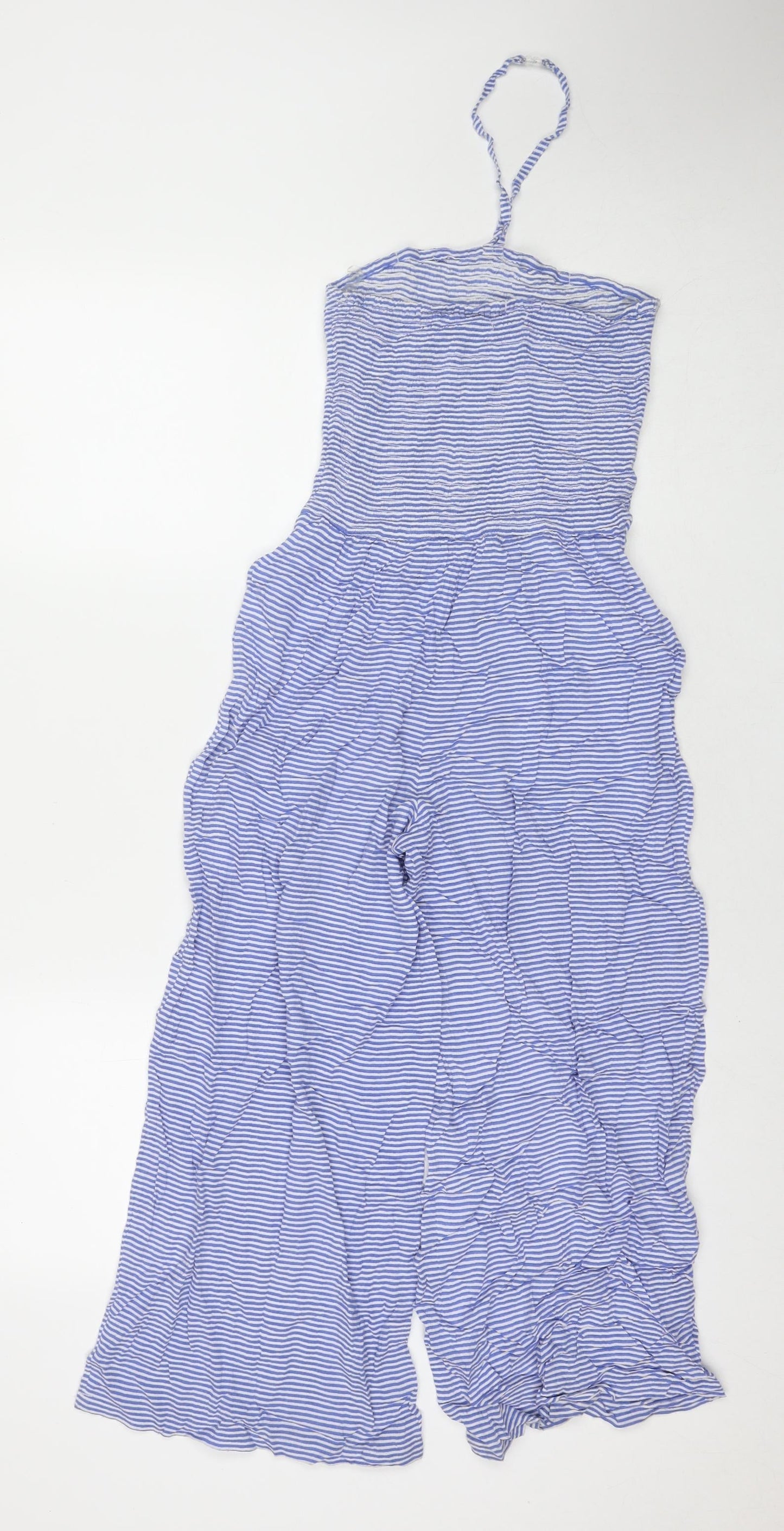 Marks and Spencer Girls Blue Striped Viscose Jumpsuit One-Piece Size 10-11 Years L23 in Pullover