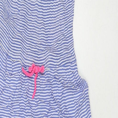 Marks and Spencer Girls Blue Striped Viscose Jumpsuit One-Piece Size 10-11 Years L23 in Pullover