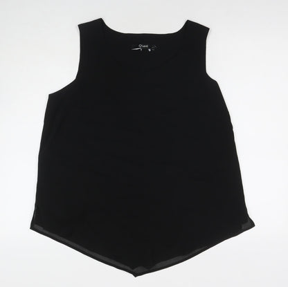 Qneel Womens Black Polyester Basic T-Shirt Size 20 V-Neck