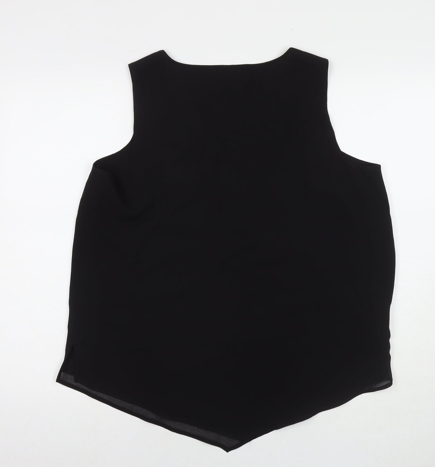 Qneel Womens Black Polyester Basic T-Shirt Size 20 V-Neck