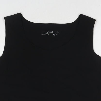 Qneel Womens Black Polyester Basic T-Shirt Size 20 V-Neck