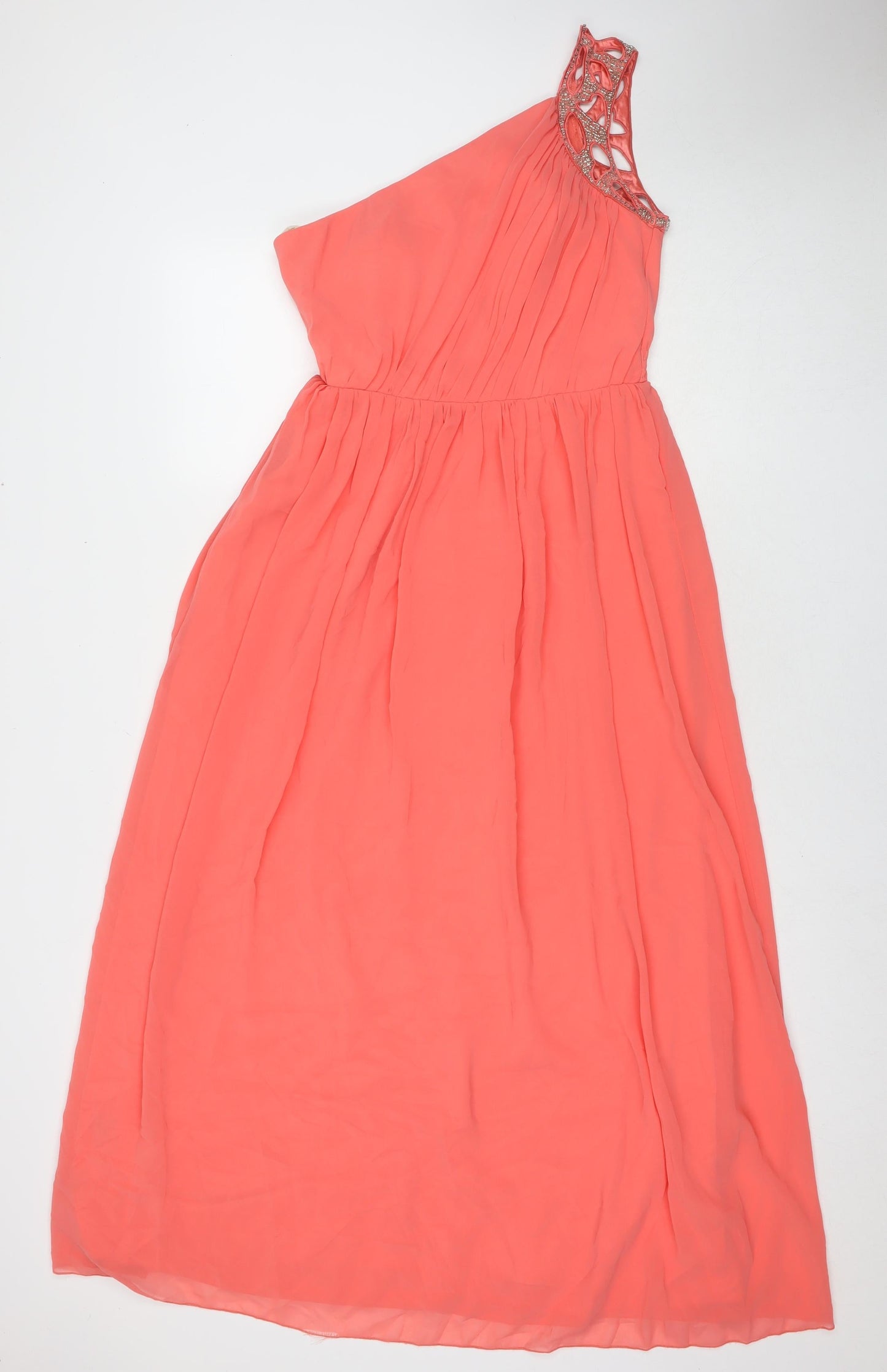 Little Mistress Womens Pink Polyester Ball Gown Size 12 Off the Shoulder Pullover - Embellishment Detail