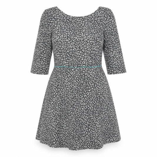 Louche Womens Grey Animal Print Polyester A-Line Size 12 Round Neck Zip